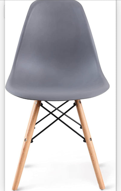 Amazon Basics Modern Dining Chair Set, Shell Chair with Wood Legs for Kitchen, Dining, Living Room - Set of 4, Gray**New in box**