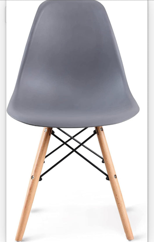 Amazon Basics Modern Dining Chair Set, Shell Chair with Wood Legs for Kitchen, Dining, Living Room - Set of 4, Gray**New in box**
