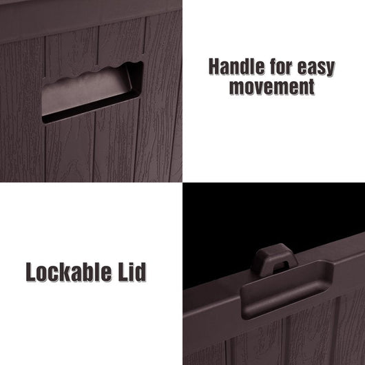 Besbuy 51 Gallons Square Plastic Deck Box Lockable Seat,Brown!  -Brand new & Assembled but does have a very small crack on the back side, photos shown