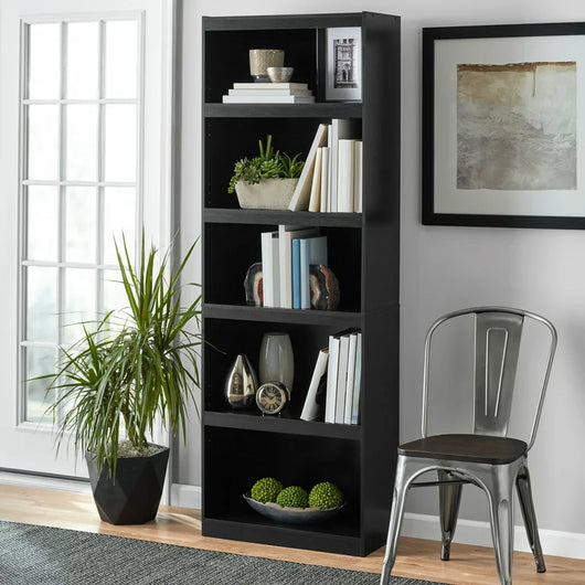 Mainstays Framed 5-Shelf Bookcase, True Black Oak**New in box**