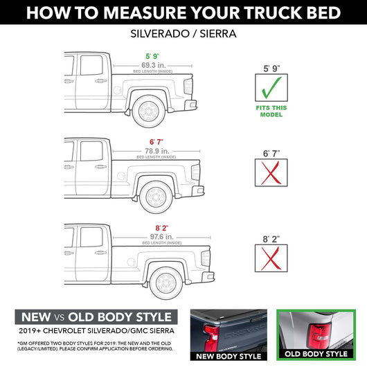 Gator ETX Soft Tri-Fold Truck Bed Tonneau Cover | 59109 | Fits 2014 - 2018, 2019 Ltd/Lgcy Chevy/GMC Silverado/Sierra 1500 5' 9" Bed (69.3")**New**