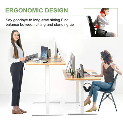 Monomi Electric Standing Desk, 55 x 28 inches Height Adjustable Desk, Ergonomic Home Office Sit Stand Up Desk with Memory Preset Controller (Natural Top/White Frame)- NEW IN BOX!!!!