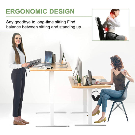 Monomi Electric Standing Desk, 55 x 28 inches Height Adjustable Desk, Ergonomic Home Office Sit Stand Up Desk with Memory Preset Controller (Natural Top/White Frame)- NEW IN BOX!!!!