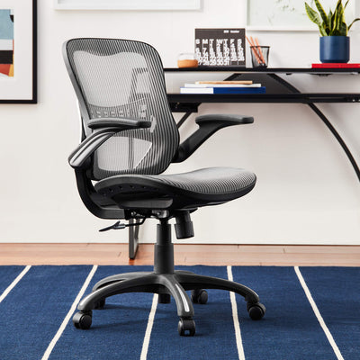 Office Star Ventilated Manager's Office Desk Chair with Breathable Mesh Seat and Back, Black Base, Grey**New and assembled**
