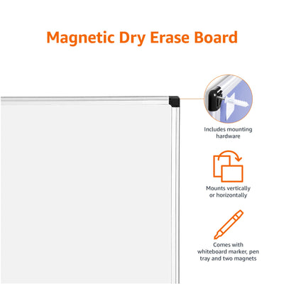 Amazon Basics Magnetic Dry Erase White Board, 35 x 47-Inch Whiteboard - Silver Aluminum Frame**New**