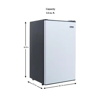 Magic Chef 3.3 cu. ft. Mini Fridge in Stainless Look! (NEW - Scratch/DENT From Shipping - Photos shown