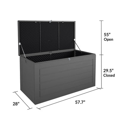 Cosco Outdoor Patio Deck Storage Box, Extra Large, 180 Gallons, Black and Charcoal**New and assembled,minor damage from shipping**