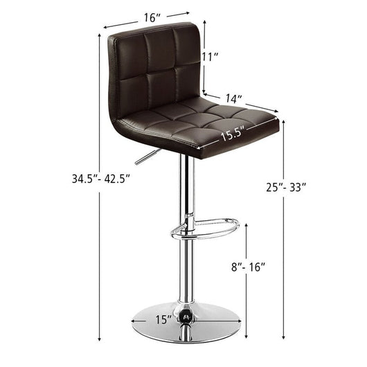 Costway Set of 2 Bar Stools Adjustable PU Leather Swivel Kitchen Counter Bar Chair Brown!! NEW AND ASSEMBLED!!