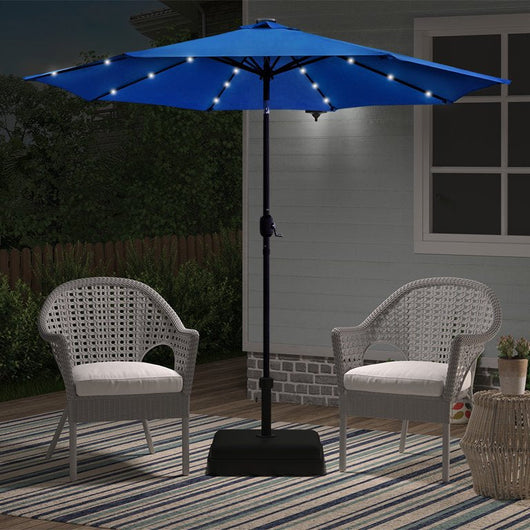 Abble 9 Feet Crank & Tilt Lighted Patio Umbrella-Blue**New in box**