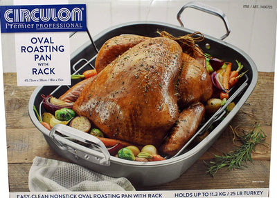 Circulon Nonstick Roasting Pan / Roaster with Rack - 18 Inch x 15 Inch, Gray- new in box