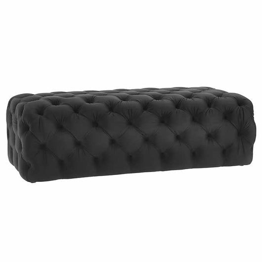 Kaylee Velvet Tufted Ottoman,Black!