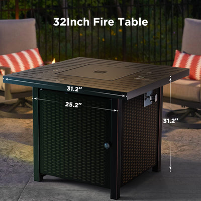 Ciays Propane Fire Pits 32 Inch Outdoor Gas Fire Pit, 50,000 BTU Steel Fire Table with Lid and Lava Rock, Add Warmth and Ambience to Gatherings and Parties On Patio Deck Garden Backyard, Black**New in box**