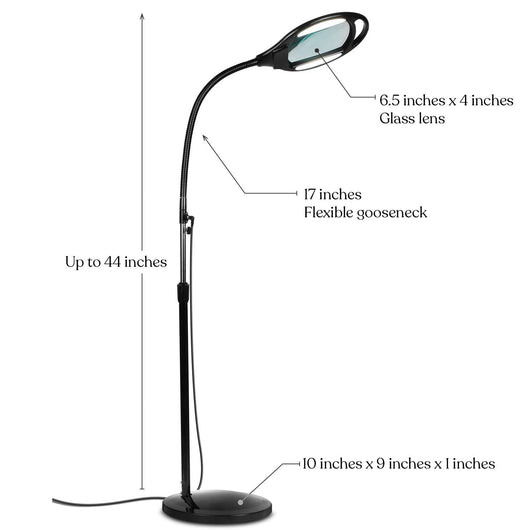 Brightech LightView Pro Magnifying Floor Lamp - Hands Free Magnifier with Bright LED Light for Reading - Work Light with Flexible Gooseneck - Standing Mag Lamp**New in box**