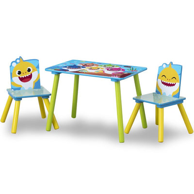 Baby Shark 4-Piece Playroom Solution by Delta Children – Set Includes Table and 2 Chairs and 6-Bin Toy Organizer**New in box**