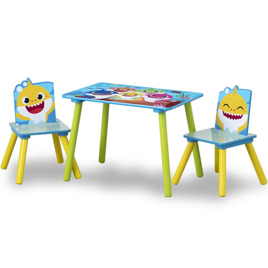 Baby Shark 4-Piece Playroom Solution by Delta Children – Set Includes Table and 2 Chairs and 6-Bin Toy Organizer**New in box**