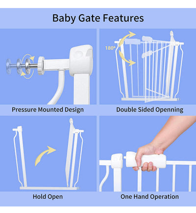 HOOEN Small Narrow Baby Gate for Stairs Doorways Hallways 24 Inch to 29 Inch Wide Pressure Mounted Baby Gate Walk Through Child Gates for Kids or Pets Indoor Safety Gates**New in box**