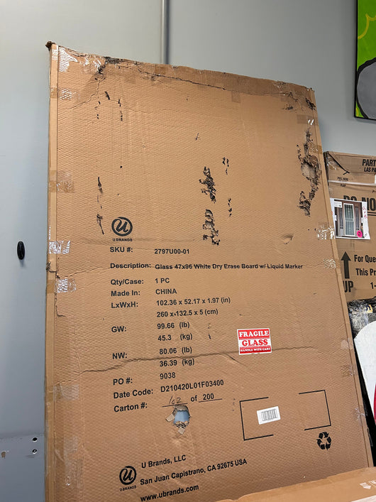 U Brands - Dry erasing glass slate, non-magnetic surface, without frame, white!  -Brand new in the box (Is missing Liquid Marker)
