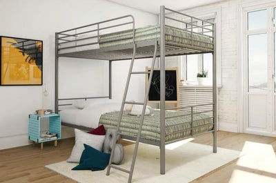 Mainstays Twin Over Twin Convertible Bunk Bed, Silver- new in box
