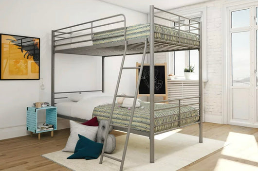Mainstays Twin Over Twin Convertible Bunk Bed, Silver- new in box