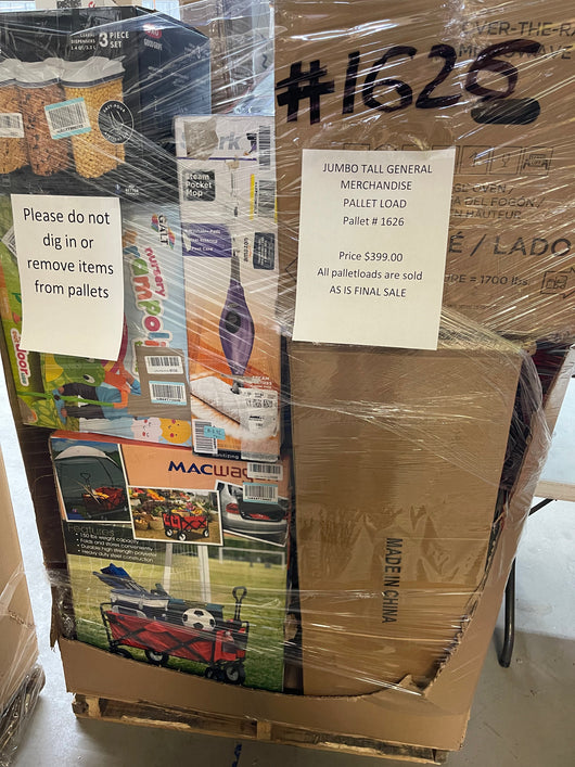 Jumbo huge liquidation pallet- over 7 ft tall ! Pallet number 1626