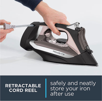 Rowenta DW2459 Access Steam Iron with Retractable Cord and Stainless Steel Soleplate, Black (used once tested works great!)