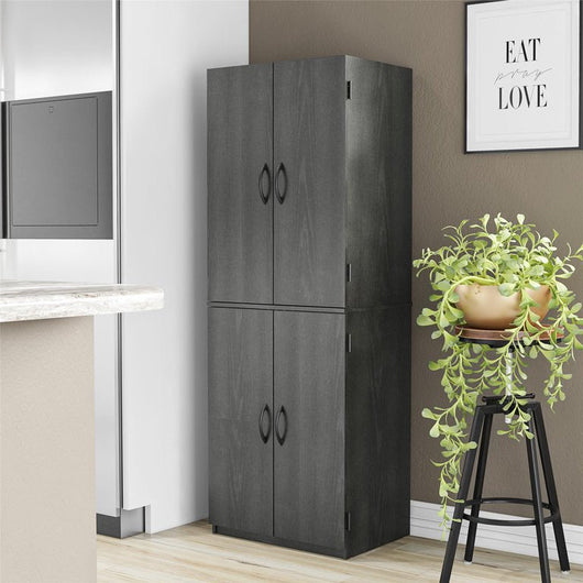 Mainstays 4-Door 5' Storage Cabinet, Black Oak!! NEW IN BOX!!