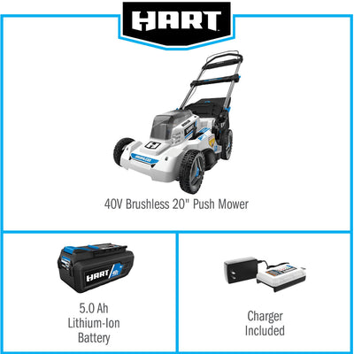 HART 40-Volt Cordless 20-inch Brushless Self Propelled Mower Kit, (1) 6.0 Ah Lithium-Ion Battery, (1) Battery Charger!! NEW IN BOX!!