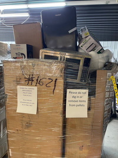 Jumbo huge liquidation pallet- over 7 ft tall ! Pallet number 1621