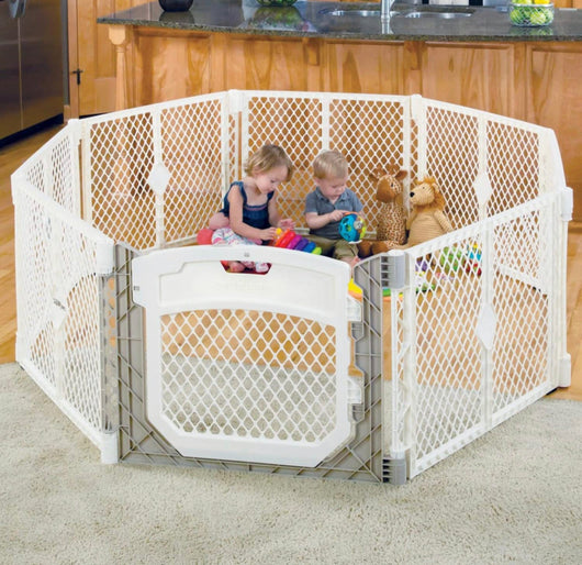 Toddleroo by North States Superyard Ultimate 8 Panel Baby Play Yard, Made in USA: Safe Play Area, Indoors/Outdoors, Freestanding. 6.5 feet Corner to Corner (26" Tall, Ivory), 1 Count (Pack of 1)-  NEW IN BOX!!!