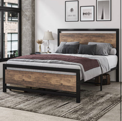 Full Size Bed Base With Headboard/Footboard matrimonial industrial metal platform bed base with resistant steel slats that supports the mattress base, double bed storage under the bed, no box spring - Full Size!  -Brand new in the box