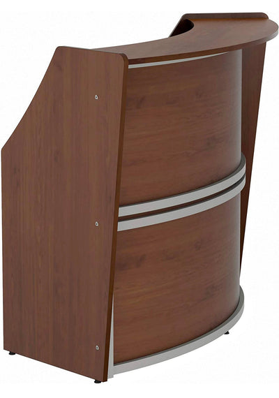 Linea Italia Curved Modern Office Desk Easy to Assembly Single Unit Reception Counter for Lobby, Salon, 70" x 27", Cherry- NEW IN 2 BOXES!!!