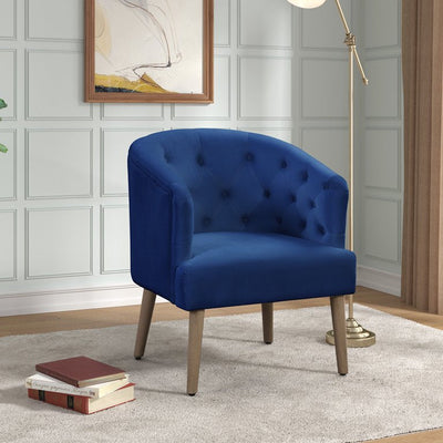 Better Homes & Gardens Barrel Back Accent Chair, Deep Cobalt Blue, velvet upholstered armchair**New and assembled**