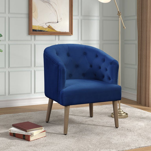 Better Homes & Gardens Barrel Back Accent Chair, Deep Cobalt Blue, velvet upholstered armchair**New and assembled**