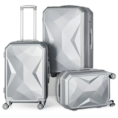 HIKOLAYAE Crossroad Collection Hardside Luggage Set with 8-Wheel Spinner in Argent Silver, 3 Piece - TSA Compliant**New In Box**
