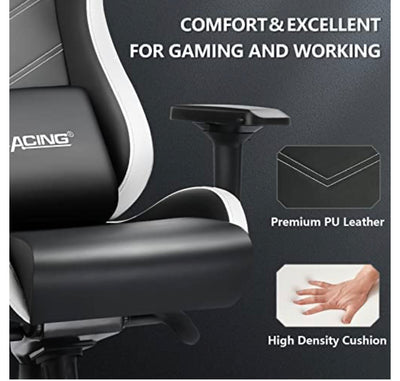 GTRACING Gaming Chair,Game Chair Heavy Duty Computer Desk Chair with Armrests,Racing Style Recliner with Built-in Headrest and Lumbar Support(Black)- new and assembled-