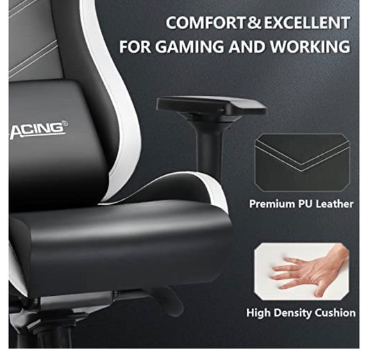 GTRACING Gaming Chair,Game Chair Heavy Duty Computer Desk Chair with Armrests,Racing Style Recliner with Built-in Headrest and Lumbar Support(Black)- new and assembled-