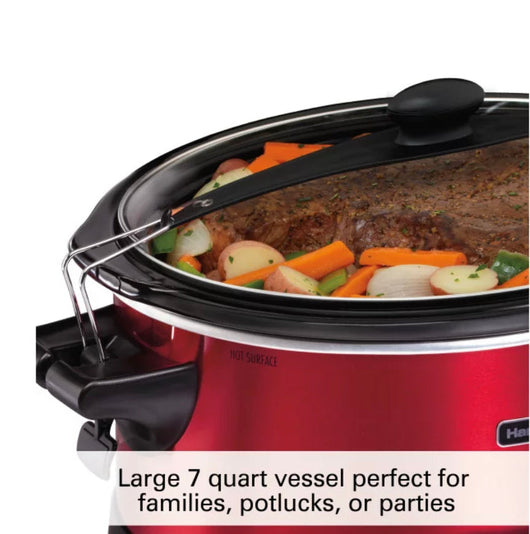 Hamilton Beach 7 Quart Stay or Go Programmable Slow Cooker with Party Dipper, Red- NEW IN BOX!!!