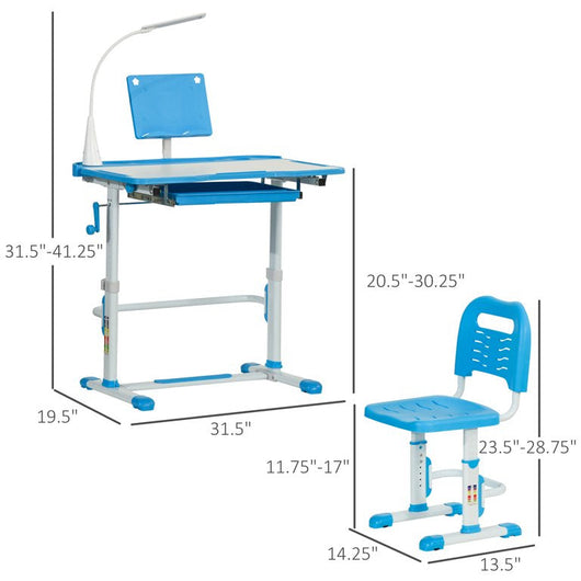Qaba Kids Adjustable School Study Desk & Chair Set Art Writing Table! (Missing Light)  -Brand new and assembled