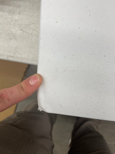 Lifetime 4' Fold-In-Half Adjustable Table, White Granite- NEW OUT OF BOX,small dents from shipping