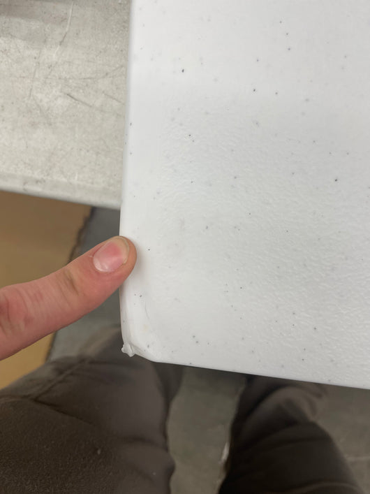 Lifetime 4' Fold-In-Half Adjustable Table, White Granite- NEW OUT OF BOX,small dents from shipping
