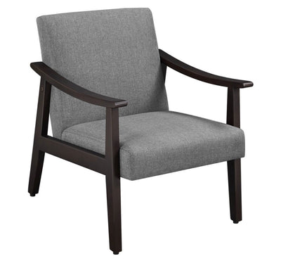 Yaheetech Modern Fabric Accent Armchair with Rubber Wood Legs, Dark Gray- NEW AND ASSEMBLED!!!