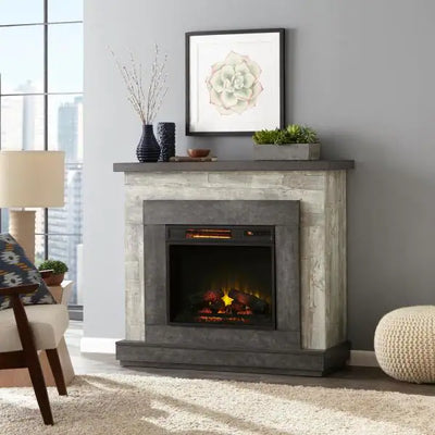 Home Decorators Collection Wildercliff 45 in. Freestanding Wall Mantel Electric Fireplace in Driftwood**New in Box**