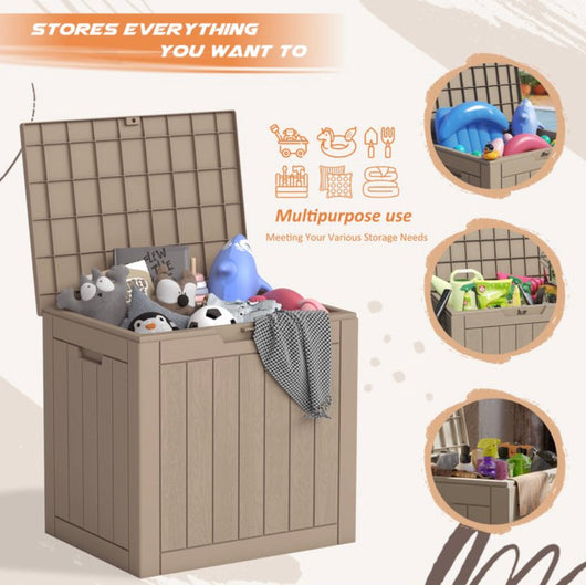 LACOO 32 Gallon Resin and Plastic Deck Box, Light Brown- NEW AND ASSEMBLED!!!!