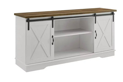 WE Furniture 58" Modern Farmhouse Wood TV Stand - White/Rustic Oak- NEW IN BOX!!!