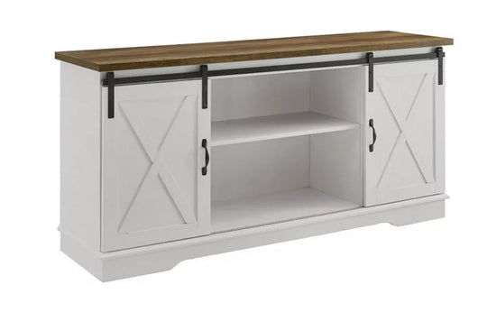 WE Furniture 58" Modern Farmhouse Wood TV Stand - White/Rustic Oak- NEW IN BOX!!!
