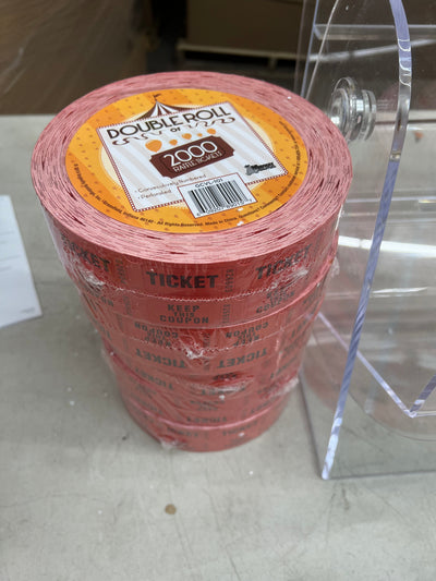 Midway Monsters Large Acrylic Raffle Drum with 10,000 Free Raffle Tickets- NEW OUT OF BOX (handle cracked off from shipping, still functions properly)