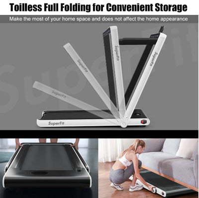 SuperFit 2.25HP 2 in 1 Folding Treadmill W/ Speaker Remote Control APP!! Brand new out of the box!!
