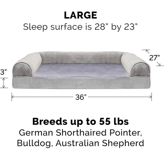 Furhaven Sofa-Style Pet Beds for Small/Medium/Large Dogs & Cats - Orthopedic, Cooling Gel, Memory Foam**New in box**