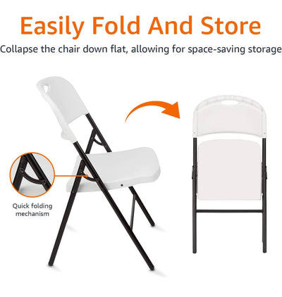 Amazon Basics Folding Plastic Chair, 350-Pound Capacity, White, 4-Pack- NEW IN BOX!!!