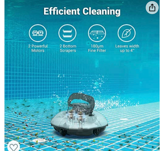 RENEWED AIPER Cordless Robotic Pool Cleaner, Pool Vacuum with Dual-Drive Motors, Self-Parking, Lightweight, Perfect for Above/In-Ground Flat Pools up to 35 Feet (Lasts 50 Mins)